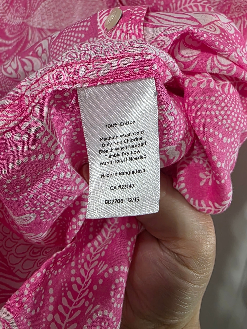 Talbots Bright Pink Paisley Button-Up Shirt - Picture 5 of 6